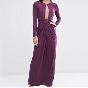 NWT ASOS plunge cut out slinky maxi dress purple Sz 4 petite